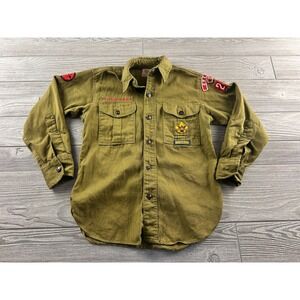 Boy Scouts of America Uniform Shirt Kids Green Sanforized Vintage 60s BSA